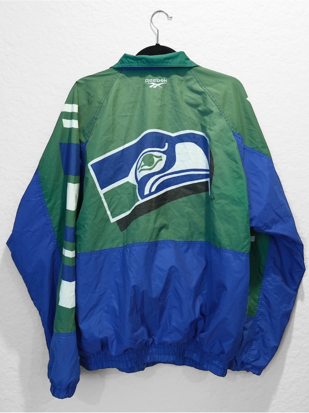 Vintage Seattle Seahawks Reebok Pro Line Windbreaker Jacket Size L 90s Authentic